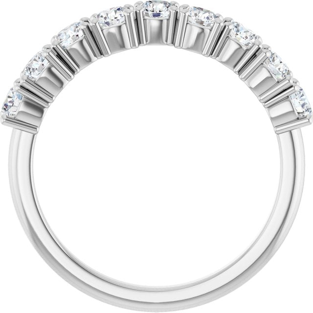 14K White Gold Round 3 Mm Polished 9/10 Ctw Lab-Grown Diamond Anniversary Band, Size 7