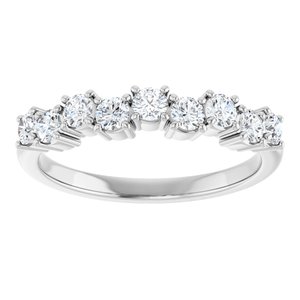 14K White Gold Round 2.5 Mm Polished 1/2 Ctw Natural Diamond Anniversary Band Size 7