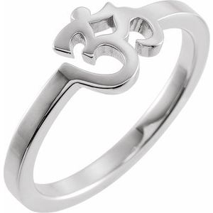 Sterling Silver Polished Petite Om Ring Size 7