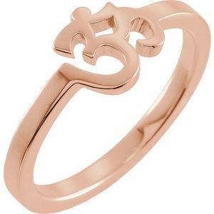 14K Rose Gold Polished Petite Om Ring Size 7