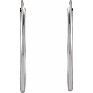 14K White Gold Pair Endless Flexible Tube Hoop Earrings, Length: 20 Mm, Thickness: 1 Mm