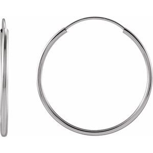 14K White Gold Pair Endless Flexible Tube Hoop Earrings, Length: 20 Mm, Thickness: 1 Mm
