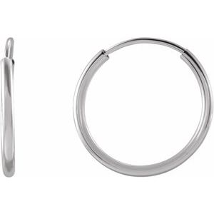 14K White Gold Pair Endless Flexible Tube Hoop Earrings, Length: 12 Mm, Thickness: 1 Mm