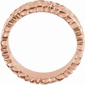 14K Rose Gold 4 Mm Polished Floral Band Size 4.5