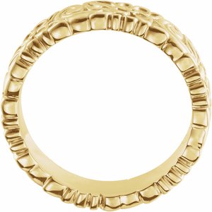 14K Yellow Gold 4 Mm Polished Floral Band Size 6