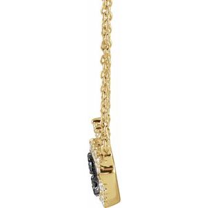 14K Yellow Gold 12 X 8.8 Mm 18 In Polished 1/8 Ctw Black And White Natural Diamond Evil Eye Necklace