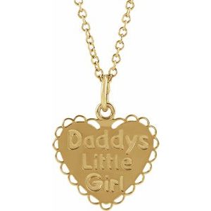 14K Yellow Gold 16 X 13 15 In Polished Daddys Little Girl Necklace