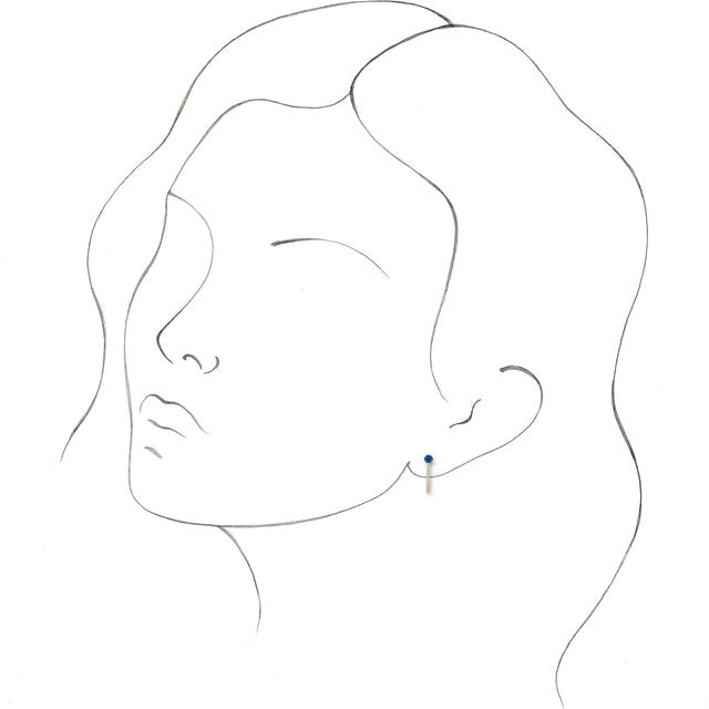 14K Yellow Gold 3 Mm Round Friction Back Polished Natural Blue Sapphire And 1/8 Ctw Natural Diamond J-Hoop Earrings