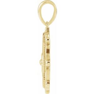 14K Yellow Gold 22 X 15.59 Mm Polished Sacred Heart Pendant