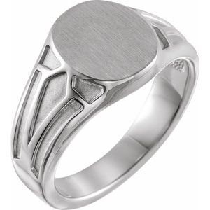 Sterling Silver Oval 13 X 10.5 Mm Brush Polished Youth Signet Ring Size 10
