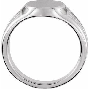 Sterling Silver Oval 13 X 10.5 Mm Brush Polished Youth Signet Ring Size 10