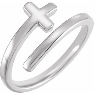 Sterling Silver Polished Sideways Cross Ring Size 7