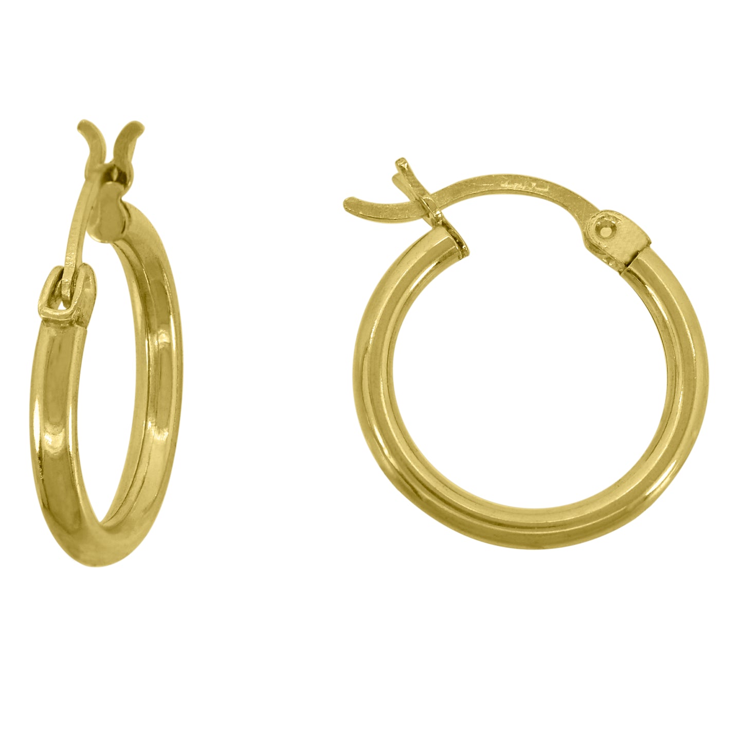 14K Yellow Gold Womens Polished Huggie Hoop Earrings