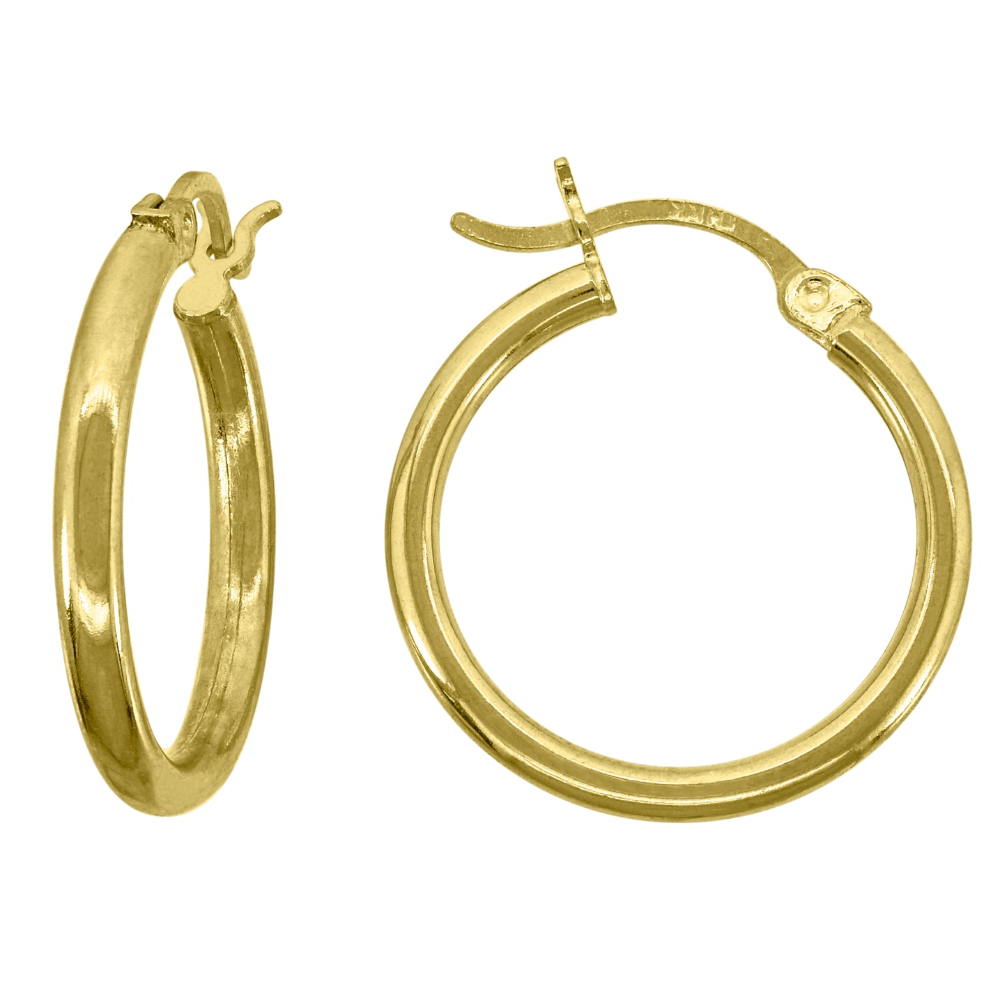 14K Yellow Gold Womens Polished Huggie Hoop Earrings