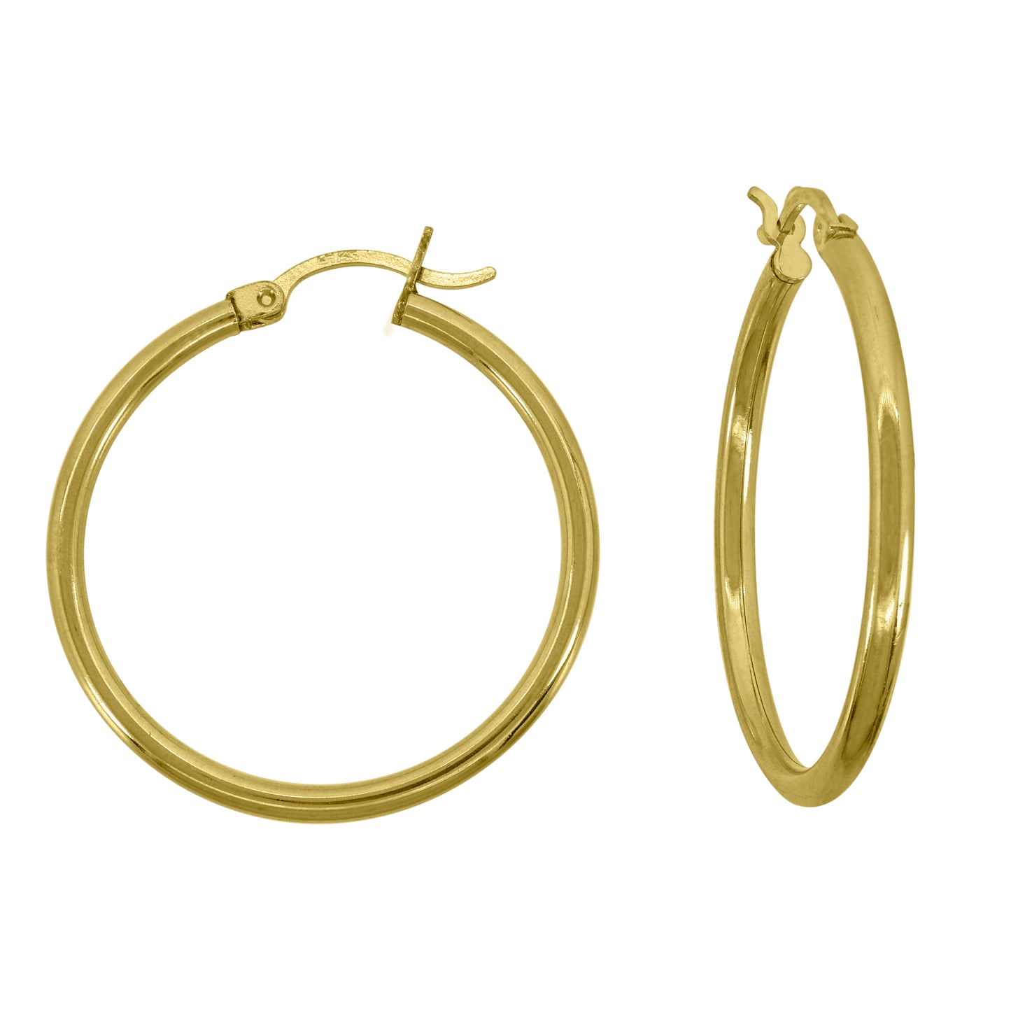 14K Yellow Gold Womens Polished Huggie Hoop Earrings