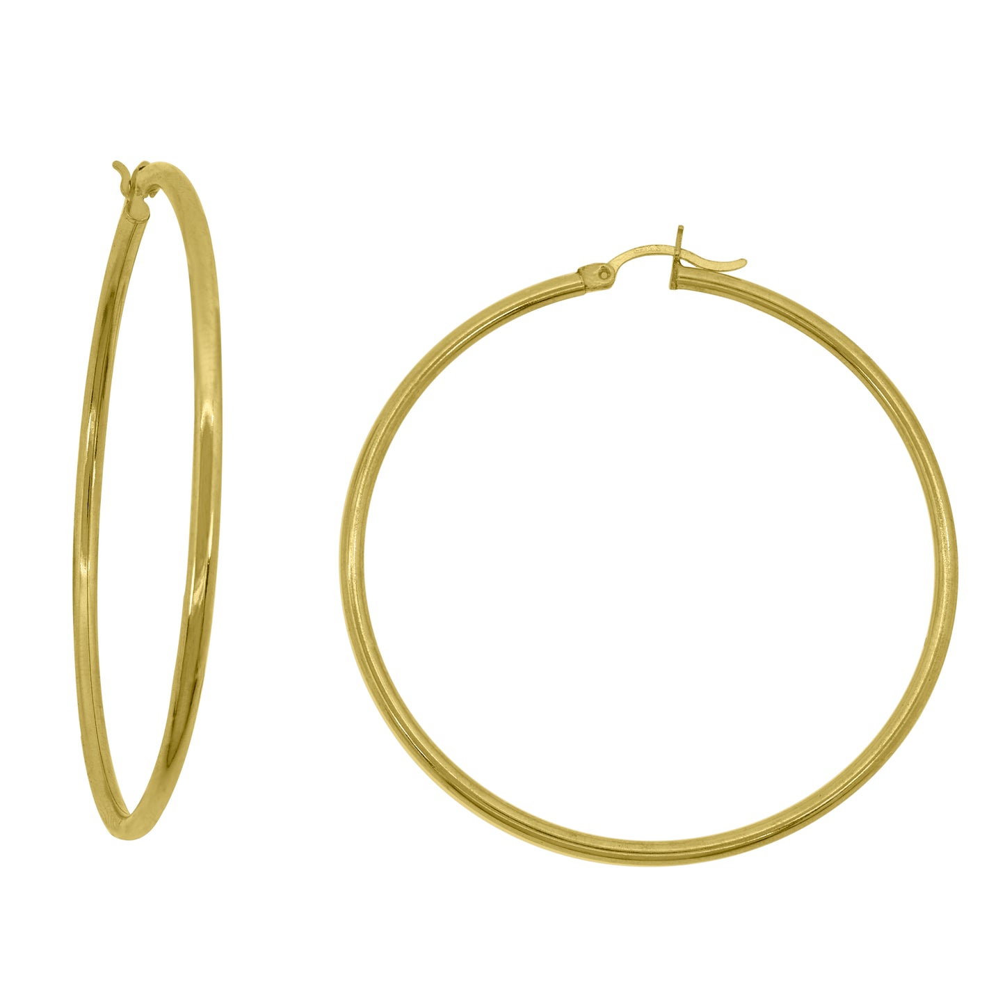 14K Yellow Gold Womens Polished Huggie Hoop Earrings