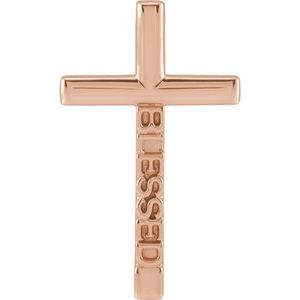 14K Rose Gold 25 X 15.05 Mm Polished Blessed Cross Pendant