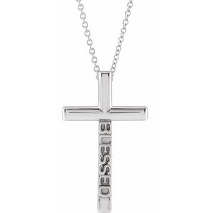 Sterling Silver 25 X 15.05 Mm 16-18 In Polished Blessed Cross Necklace