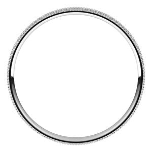Platinum 2 Mm  Milgrain Flat Comfort Fit Band Size 6.5