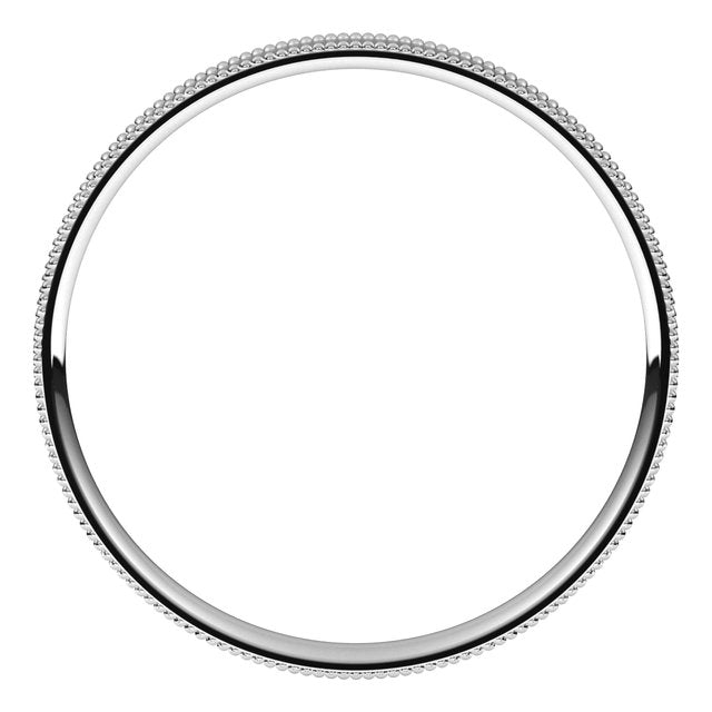 14K Yellow Or White Or Rose Gold Or Sterling Silver Or Platinum Standard Weight Milgrain Flat Comfort Fit Band