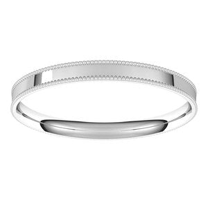 Platinum 2 Mm  Milgrain Flat Comfort Fit Band Size 6.5