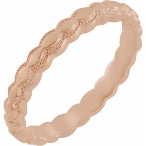 18K Rose Gold 2.9 Mm Polished Textured Band Size 7