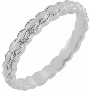14K White Gold 2.9 Mm Polished Textured Band Size 7