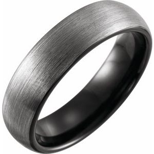 Black PVD Tungsten 6 mm Half Round Satin Band