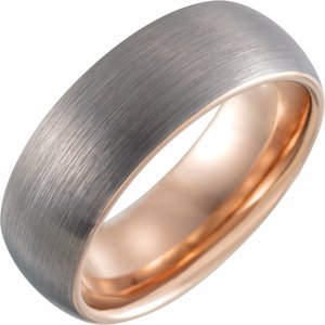 18K Rose Gold PVD Tungsten 8 mm Half Round