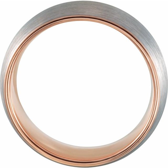 18K Rose Gold PVD Tungsten 8 Mm Polished Comfort-Fit Half Round Band With Satin Finish