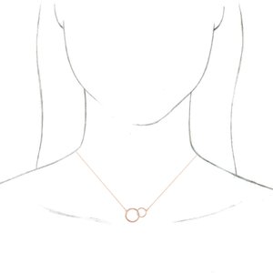 14K Rose Gold 15.49 X 9.71 Mm 16-18 In Polished Interlocking Circle Necklace