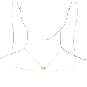 14K Yellow Gold Round 3.5 Mm  Evil Eye Necklace, Length: 18 In