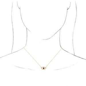 14K Yellow Gold Round 3.5 Mm  Evil Eye Necklace, Length: 18 In
