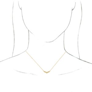 14K Yellow Gold Round 2Mm G-H I1 Natural Diamond Bezel Set V Necklace, Length: 18 In