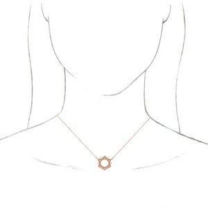 14K Rose Gold 17.6 X 16.9 Mm 18 In Polished 1/4 Ctw Natural Diamond Necklace