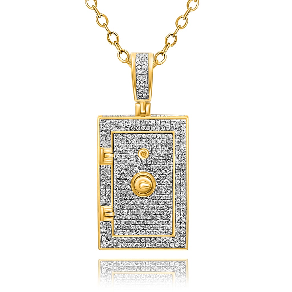 10K Yellow Gold 1.01-1.19 Cttw Round Diamond Mens Pendant