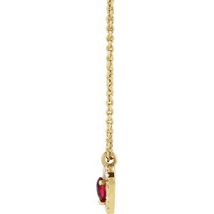 14K Yellow Gold Round 3Mm H-I I1 Natural Ruby And .06 Ctw Natural Diamond Necklace, Length: 18 In