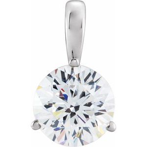 14K White Gold Round 5.5Mm Gh Si1-Si2 5/8 Ct Lab-Grown Diamond Solitaire 3-Prong Pendant