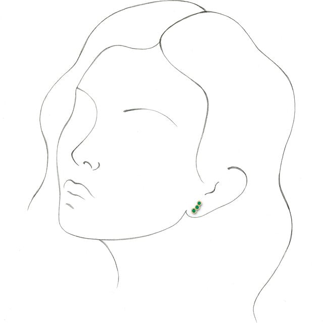 14K Yellow Gold 3 Mm Round Friction Back Polished Lab-Grown Emerald Ear Climbers