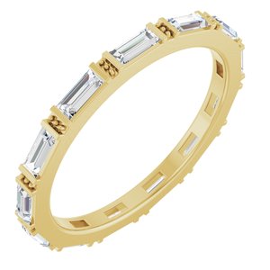 14K Yellow Gold Straight Baguette 3.5 X 1.5 Mm Ghi Si2-Si3 3/4 Ctw Natural Diamond Eternity Band Size 5.5