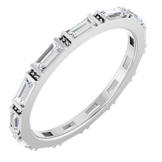 14K White Gold Straight Baguette 3.5 X 1.5 Mm Vs, G-H Polished 5/8 Ctw Lab-Grown Diamond Eternity Band, Size 7
