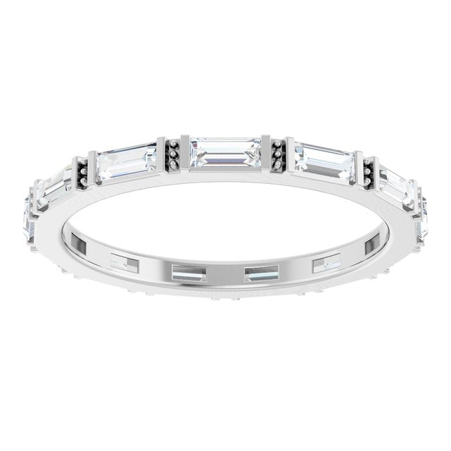 14K White Gold Straight Baguette 3.5 X 1.5 Mm Vs, G-H Polished 5/8 Ctw Lab-Grown Diamond Eternity Band, Size 7
