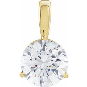 14K Yellow Gold Round 6Mm Gh Si1-Si2 3/4 Ct Lab-Grown Diamond Solitaire 3-Prong Pendant