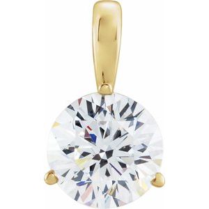 14K White Gold Round 4Mm Gh Si1-Si2 1/4 Ct Lab-Grown Diamond Solitaire 3-Prong Pendant