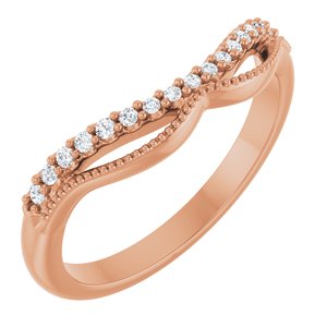 14K Rose Gold Round Polished 1/10 Ctw Natural Diamond Contour Band Size 7