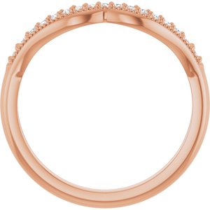 14K Rose Gold Round Polished 1/10 Ctw Natural Diamond Contour Band Size 7