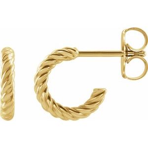 14K Yellow Gold Pair Rope Hoop Earrings, Length: 9 Mm, Thickness: 1.7 Mm