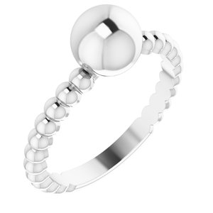 Sterling Silver Polished Beaded Ball Ring Size 7