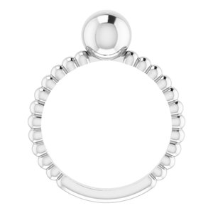 Sterling Silver Polished Beaded Ball Ring Size 7