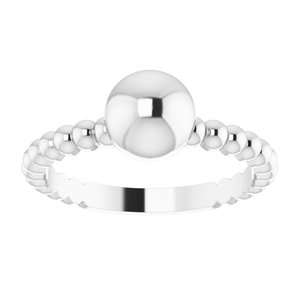 Sterling Silver Polished Beaded Ball Ring Size 7